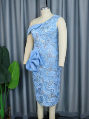 Women Party Shiny Dress Off Shoulder Sequin Bodycon Sexy Blue Evening Event Club Sheath Summer Gown Big Size Wedding Guest