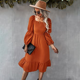 Dress for Pregnant Women Long Sleeve One-piece Dress Solid A-line Dress Casual Resort Style Maternity Clothes Plus Size Dress