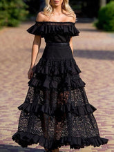 Vintage Elegant Women's Long Dress White Lace Dress