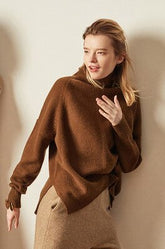 Turtleneck Knitted Sweater Women Pullovers Dress Autumn Winter Warm Thick Jumpers Wool Crochet Y2k E-Girl Jumper Cardigan