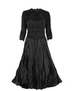 Miyake pleated dress women's spring new fashion O-neck three-quarter sleeve elegant temperament large swing women's dress