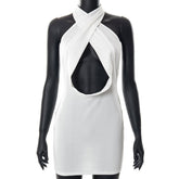 2023 Summer Halter Backless Bodycon Pullover High Waist Bandage Dress Women Fashion Design Sexy Hollow Out Night Club Chic Dress
