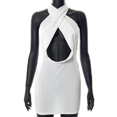 2023 Summer Halter Backless Bodycon Pullover High Waist Bandage Dress Women Fashion Design Sexy Hollow Out Night Club Chic Dress