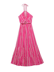 Long Beach Dresses For Women Boho Cutwork Embroidery Summer Dress V Neck Sleeveless Halter Strap Sexy Backless Midi Dress