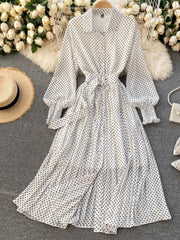 Spring Autumn Women Vintage Maxi Party Dress
