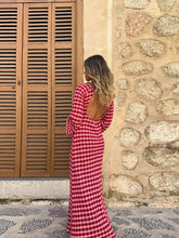 Fashion Print Backless Knitted Long Dress Women Button Neck-mounted High Waist Robe 2023 Autumn Office Vacation Party Vestidos
