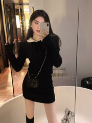 Autumn Kawaii Knitted Two Piece Set Women Casual Bow Sweet Mini Skirt Suit Female Korean Fashion Warm Elegant Sweater Set
