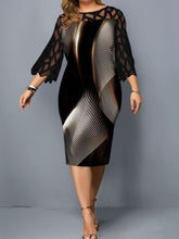 Elegant Dresses For Women Oversized Formal Party Midi Dress Hollow Out Three Quarter O-Neck Sexy Bodycon Spring Evening Vestidos