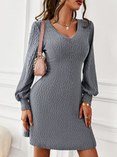 Fashionabe V Neck Sexy High Waist Dress New Women Autumn Winter Long Sleeve Solid Color Warm Elegant Dress