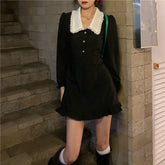 French Lace Peter Pan Collar Ruffle Short Dress