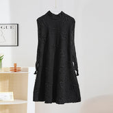 Dresses for Women Autumn Winter New Long Sleeve Half Turtleneck Embroidery Loose Large Size Fashion Elegant Casua Dress
