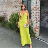 Backless Cross Lace Up Prom Strap Dress For Women Summer New Solid Maxi Dress Female Sleeveless Beach Holiday Banquet Robe