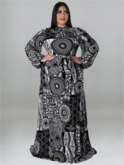 Wmstar Plus Size Party Dresses for Women Fall Clothes Long Sleeve Printed Africa Maxi Long Dress New Wholesale Dropshipping