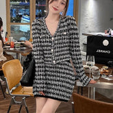 Autumn Winter Korean Fashion Sweater Female Knit Cardigan Crop Top Mini Skirt Two Piece Sets Womens Outifits Ensemble Femme