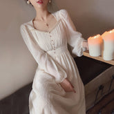2023 Summer New Women Fashion Elegant White Midi Dresses Vintage Princess Female Party A Line Clothes Vestdios