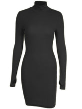 DIRTYLILY Autumn Fashion Sexy Solid Turtleneck Skinny Mini Dress Women Rib Knit Keep Warm Long Sleeve Slim Dress Streetwear