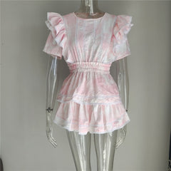 2023 Summer Short Sleeve Natasha Mini Dress Women Ruffled A-line Dress