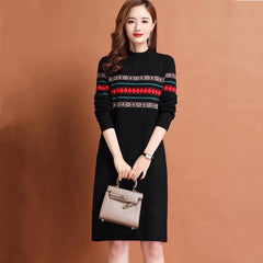 2023 New Fashion Wool Knitted Dress Women's Autumn And Winter Temperament Fashion Long Sleeve Loose Tight Casual Party Dress