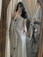 Back to School Summer New Women Elegant Spaghetti Strap Long Dress French Style Sexy Slim Prom Evening Party Dresses Korean Fashion Clothing