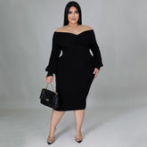 Elegante Sexy Backless Long Sleeve Plus Size Dress Chic Off Shoulder Party Evening Dress Vestidos De Mujer Elegantes Para Fiesta