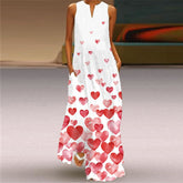 3D Floral Printed Women Dress Summer Vintage V-neck Sleeveless Loose Maxi Dress Elegant Casual Ladies Party Dresses Vestidos