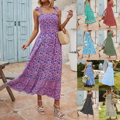 new European and American summer women's clothing bohemian printed fashion dress sling loose casual dress