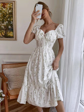 Hoobd Allover Floral Square Neck Flounce Sleeve Dress