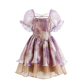 Kawaii Lolita Dress Women Casual Short Sleeve Elegant Vintage Dress Even Party 2023 Summer Floral Y2k Mini Dress Female Chic