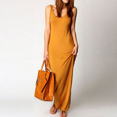 Ladies Solid Slim Beach Maxi Dress