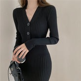 Vintage Knitted Sweater Long Sleeve Dress