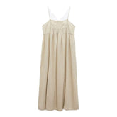 New Fashion Casual Ladies Comfortable Sweet Embroidered Linen Blend Midi Dress