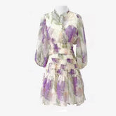 Hoobd Floral Mini Dress Women Short Sleeve Elegant Korean Dress Party Office Lady Summer Vintage Boho Beach Sundress Female Chic