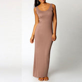 Ladies Solid Slim Beach Maxi Dress