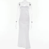 Hoobd Fashion 2023 Summer Women's Outfits Casual Backless Strapless Long Evening Dresses Elegant Female Wedding Party White Vestidos