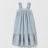 Girls Cotton And Linen Sleeveless Straps Dress Summer New Ruffled Hem Casual Vacation Backless Linen Dresses