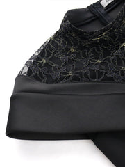 Black Long Prom Dresses High Neck Lace Patchwork Bodycon Women Evening Cocktail Club Party African Gowns Sexy Slit Outfits 2022