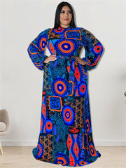 Wmstar Plus Size Party Dresses for Women Fall Clothes Long Sleeve Printed Africa Maxi Long Dress New Wholesale Dropshipping