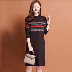 2023 New Fashion Wool Knitted Dress Women's Autumn And Winter Temperament Fashion Long Sleeve Loose Tight Casual Party Dress