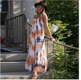 Femme Casual Long Summer Dress Printing Fashion Pad Dyeing Strapless Loose Women's One Piece Dress Oversized Gothic Maxi Dress