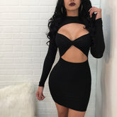 Fashion Black Mini Calf Dress