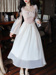 French Elegant Office Lady Dress Party 2023 Summer Chiffon One Piece Dress Korean Fashion Casual Long Sleeve Midi Dress Woman