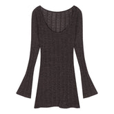 Long Sleeve Knitted Dress Women Elegant Bodycon Mini Dress Sexy Pure Color Short Party Dress Korean Fashion Clothing Autumn