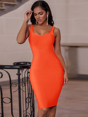 Elegant Sleeveless Bodycon Bandage Dress for Women 2023 Summer Basic Green Sexy Dresses Roung Neck Evening Club Party Dress Midi