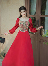 Vintage Victorian Style Red Dress