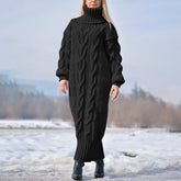 Soft Warm Solid Color Oversize Bodycon Jumper Female Dress