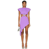 2023 New Women's Sleeveless Sexy Diamond Starfish Belt Hollow Asymmetric Bandage Dress Elegant Celebrity Party Dress
