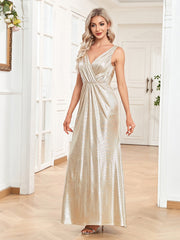 Lucyinlove Luxury Gold Sequin Backless V-Neck Sleeveless Evening Dress Floor Length Cocktail Party Dresses Prom For Women 2023