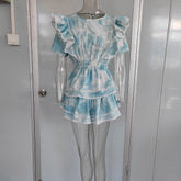 2023 Summer Short Sleeve Natasha Mini Dress Women Ruffled A-line Dress