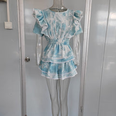 2023 Summer Short Sleeve Natasha Mini Dress Women Ruffled A-line Dress