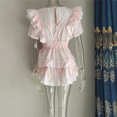 2023 Summer Short Sleeve Natasha Mini Dress Women Ruffled A-line Dress
